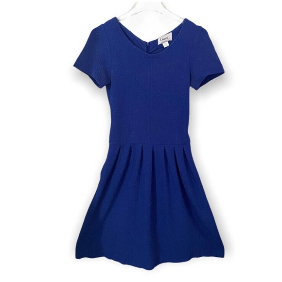GANNI Royal Blue Dress Textured Fit And Flare Women Size Extra Small Cobalt Blue - Picture 1 of 7